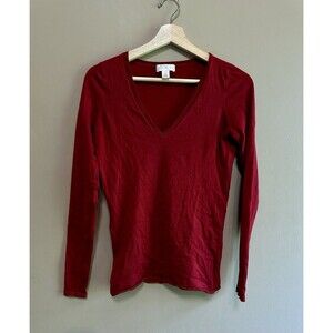 Ann Taylor Loft Womens Silk‎ Blend Stretch XS Red Base Layer Long Sleeve Soft